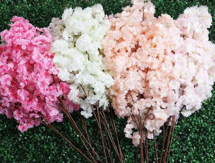 

6pcs Fake Cherry Blossom Flower Branch Begonia Sakura Tree Stem for Event Wedding Tree Deco Artificial Decorative Flowers