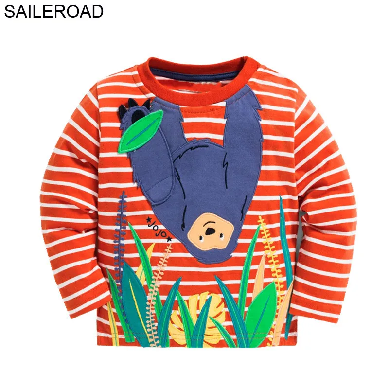 7048 SAILEROAD/осенние Топы для мальчиков с изображением От 2 до 8 лет, машины, пожарной машины, Осенние футболки с длинными рукавами для мальчиков детская футболка для малышей с изображением Тао хлопковая одежда для малышей - Цвет: 7048