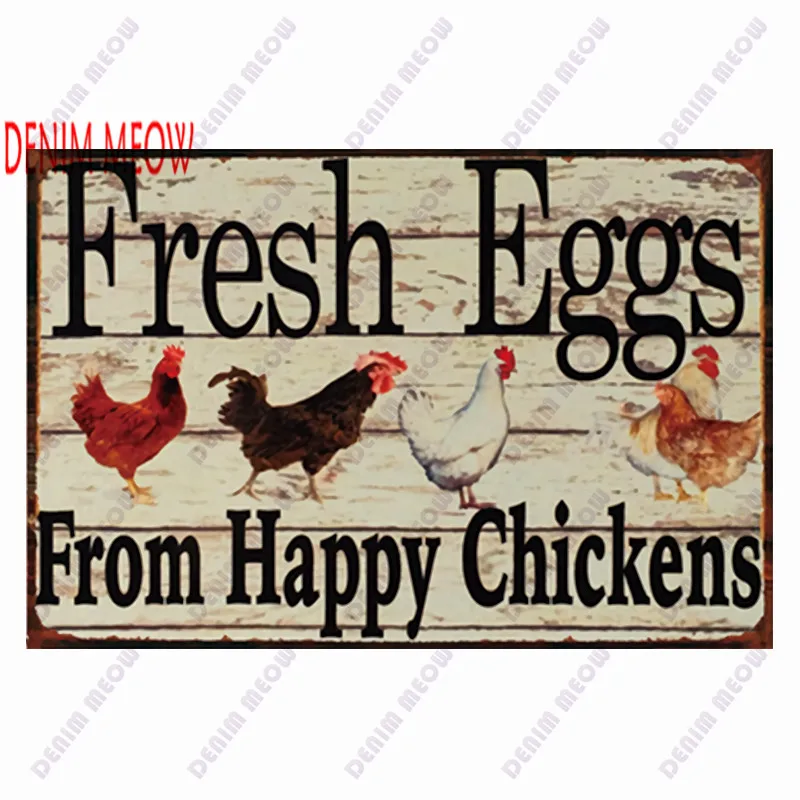 Rooster And Beer Metal Plate Sign Happy Chickens Vintage Plaque Rustic Poster