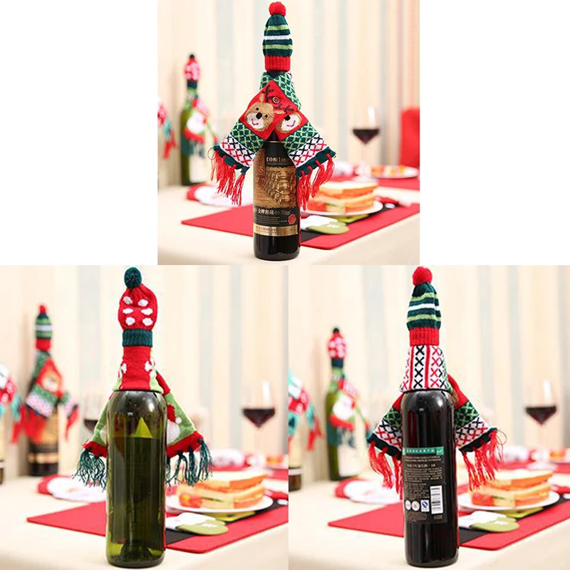 Рождественская елка Санта Клаус Лось крышка бутылки вина подарок Рождество Navidad год обеденный стол декоры