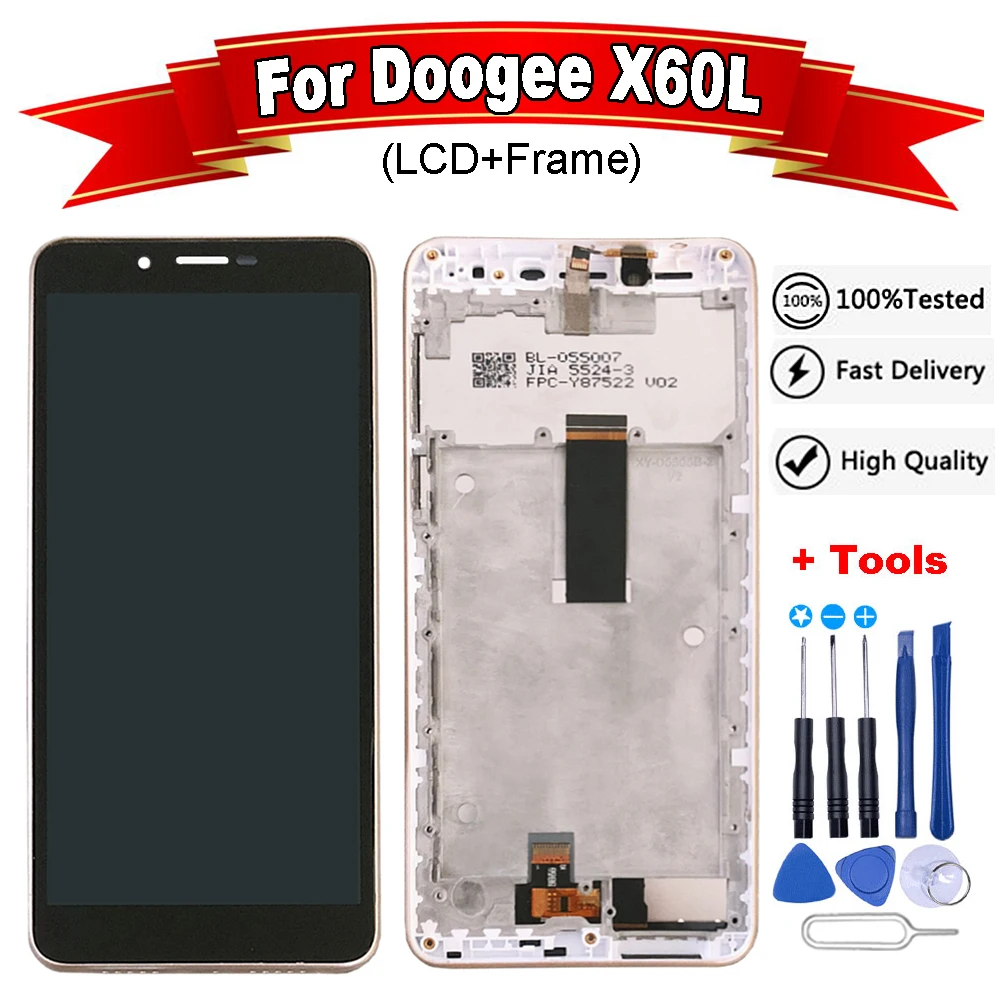 ЖК-дисплей 5 дюйма Для Doogee X60L с рамкой и сенсорным экраном 100% протестированный