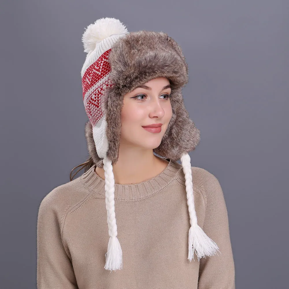 Новые модные шапки, теплая женская зимняя шапка с ушами, лыжная шапка s, толстая вязаная шерстяная шапочка, теплая шапка с ушками