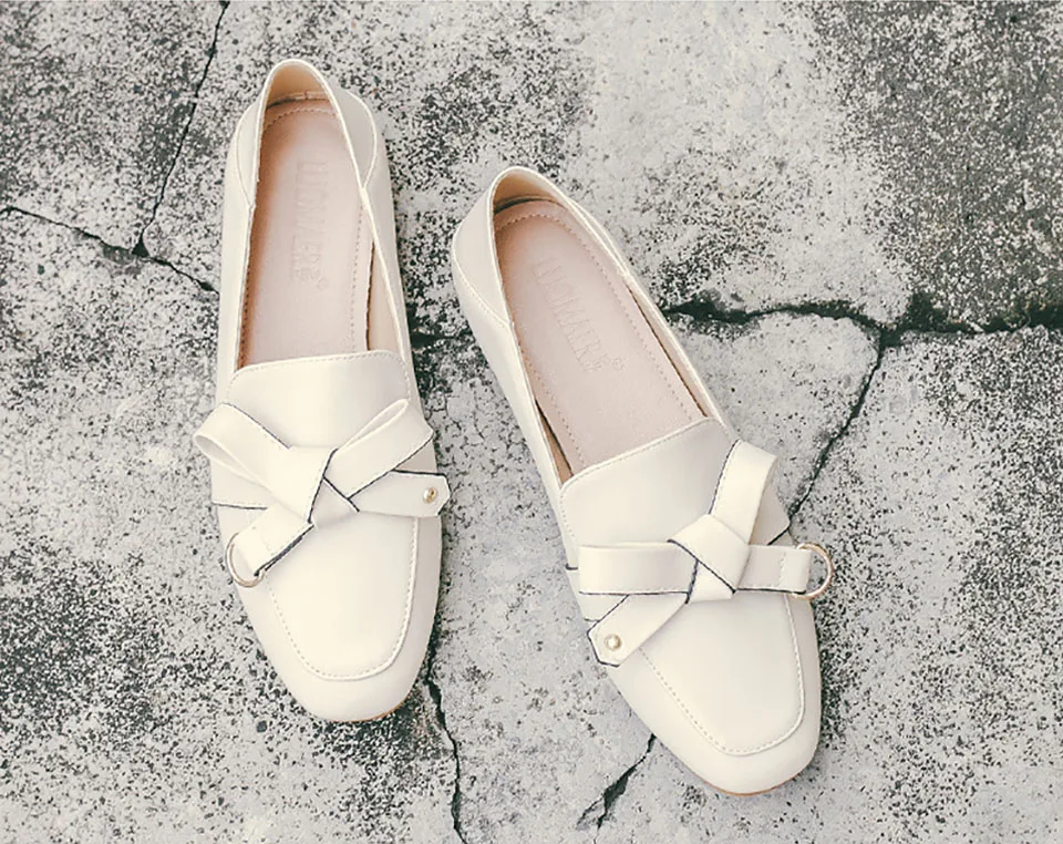 Shoche Plus Size Flat Shoes Women Working Shoes Casual Office Slip-On Black Apricot Flats Ladies Loafers 35-42