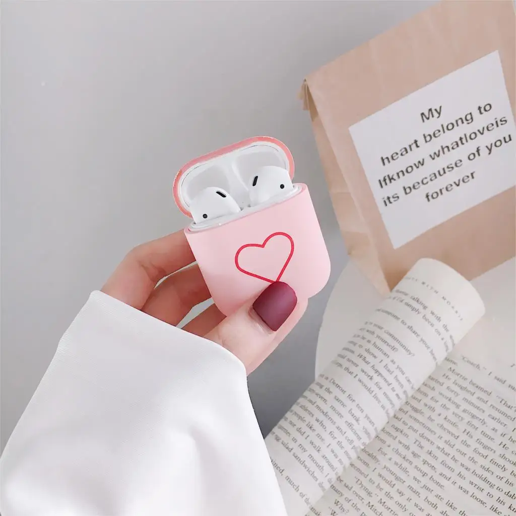 05 Милый чехол для наушников Apple AirPods 1 2 чехла AirPods2 защита Air Pods матовая кожа матовая жесткая розовая в виде сердца аксессуары - Цвет: 05