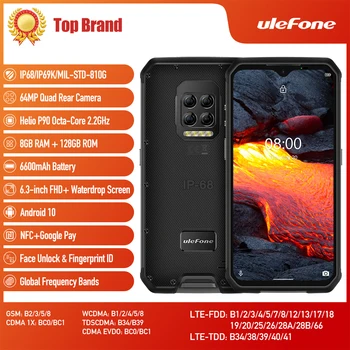 Перейти на Алиэкспресс и купить Смартфон Ulefone Armor 9E, Android 10, Helio P90, 8 ядер, 8 + 128 ГБ, 2,4 ГГц, 6600 мАч, 64 мп, NFC