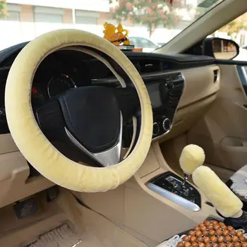 

Car Steering Wheel Cover Winter Universal Hand Brake Gear Position Gear Three-piece Fur Cover Car Interior Accessories