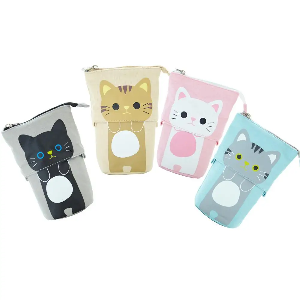 

LTP telescopic pen bag pen bag zipper portable canvas cute pencil pocket school novelty stationery