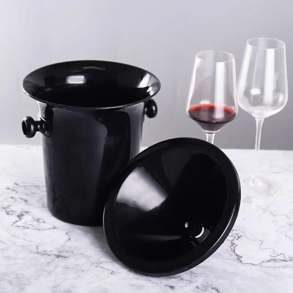 

1PC Wine Tasting Spittoon Black Wine Spittoon Wine Dump Bucket Plastic Round Double Ears Ice Bucket Wine Tasting Accessories
