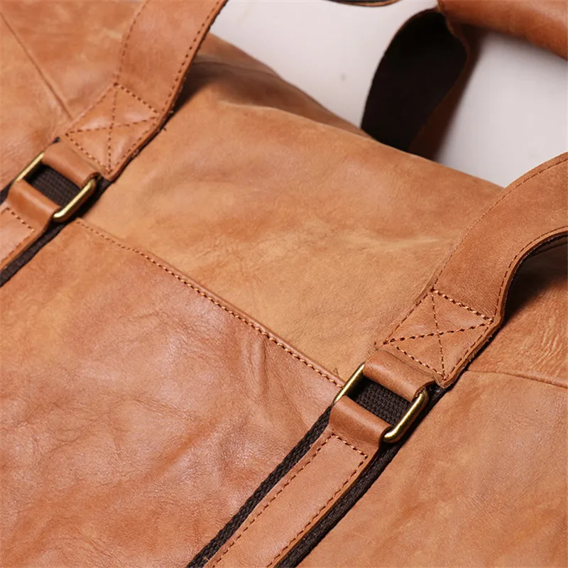 Waliicorners Highend Large Vintage Genuine Leather Business Men Travel Bags Shoulder Messenger Duffle Bag 47 13046185768_1180834914