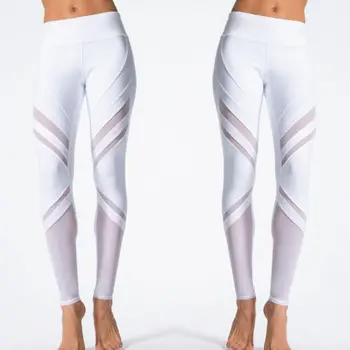 

Hirigin 2017 New High Waist Striped Leggings Women Sexy Hip Push Up Pants Fitness Leggings White Slim Workout Leggings Sporting