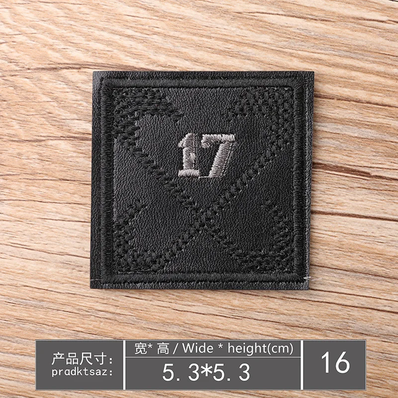 20pcs Black Leather Yeah Star Number Embroidered Patches for