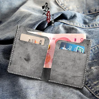 

Retro handmade fog wax vegetable tanned first layer cowhide short wallet Retro men's leather wallet simple vertical wallet