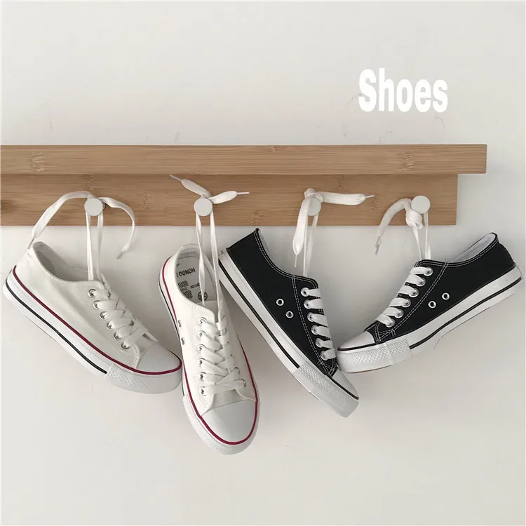 

White Shoes 2019 Spring Korean-style White Versatile Ulzzang Shoes Mixed Colors Canvas Shoes Flat Top Shoes Female Students
