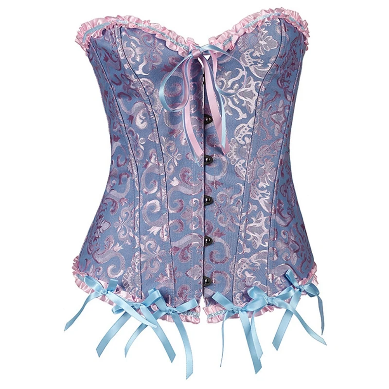 Corsets Bustiers Floral Tops For Women Plus Size Vintage Sexy Corsets Gothic Satin Lingerie Corselet Overbust F3MD