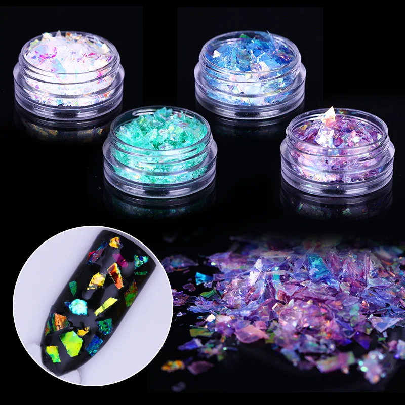 

1 Box Nail Sequins Fluorescent Glass Paper Colorful Glitter Nail Flakes Irregular Paillette Nail Art DIY Design Decoration