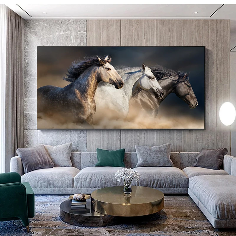 Three Horses Art Canvas Art Print for Wall Decor Painting 