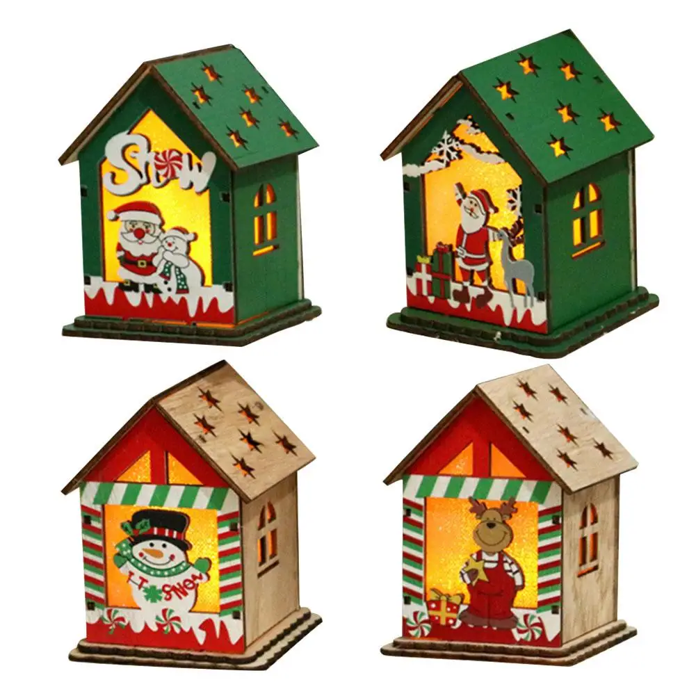 

Innovative LED Christmas Tree Pendant Light Wooden House Ornaments With Light For Window Christmas Tree Living Room