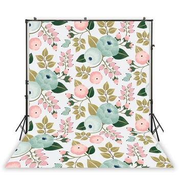 

pink floral green leaves background photography backdrop party decor baby shower photoshoot photo studio background XT-7209