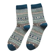 Женские носки Осень Зима Винтаж Кашемир Длинные Носки Удобная уличная одежда счастливые носки женские милые носки подарки для девочек синий