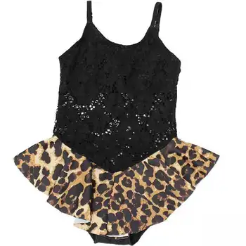 

Girls Bikini Princess Leopard Skirt children's One-piece Swimsuit Girls Swimsuit
