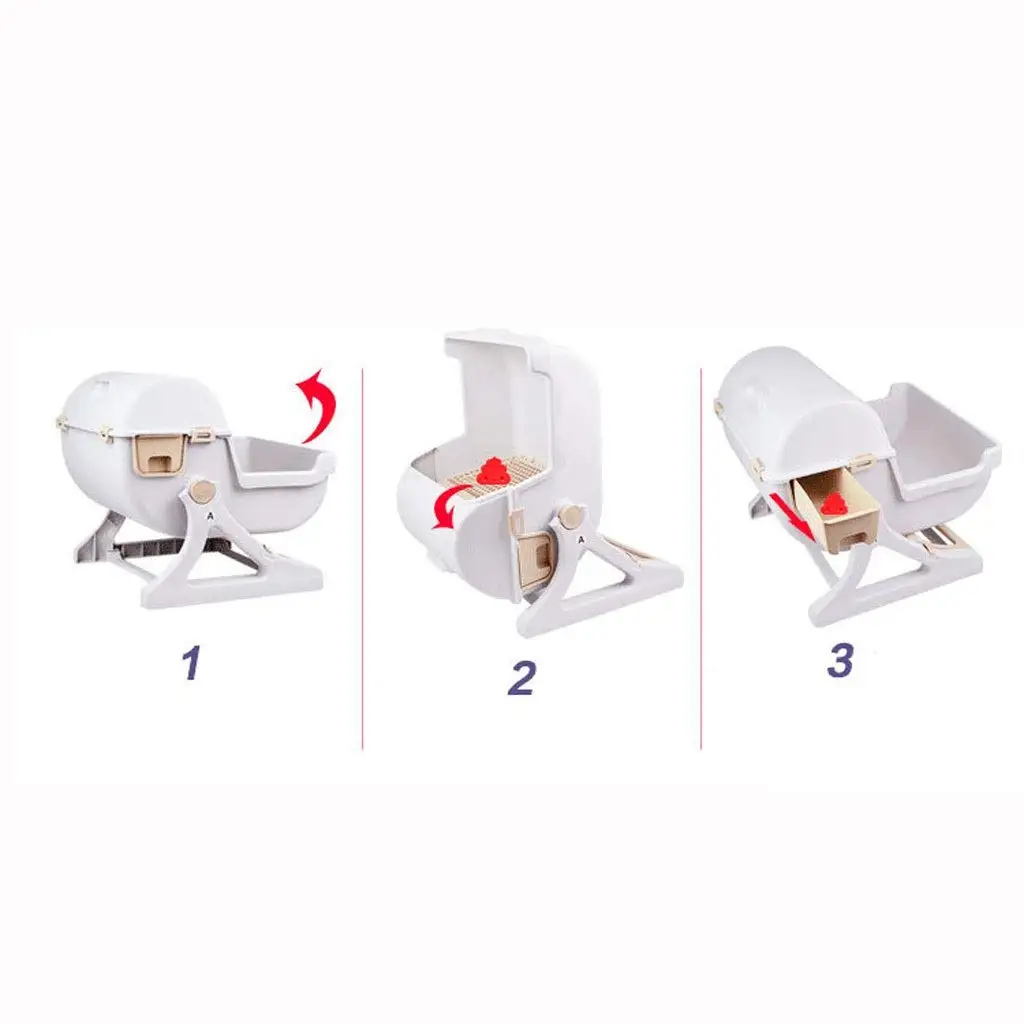 Semi-Automatic Cat Litter Box Quick Cleaning Luxury Cats Toilet Tray Smart Pet Toilet Tray Litter Box Flip Cover Cat Bedpans