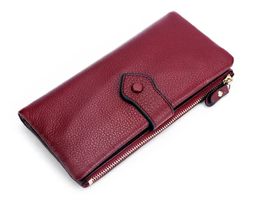 Wine Red COMFORSKIN натуральная кожа женский клатч держатель для карт длинный стильный многофункциональный кошелек Новые поступления Большой вместительный кошелек - Цвет: Wine Red