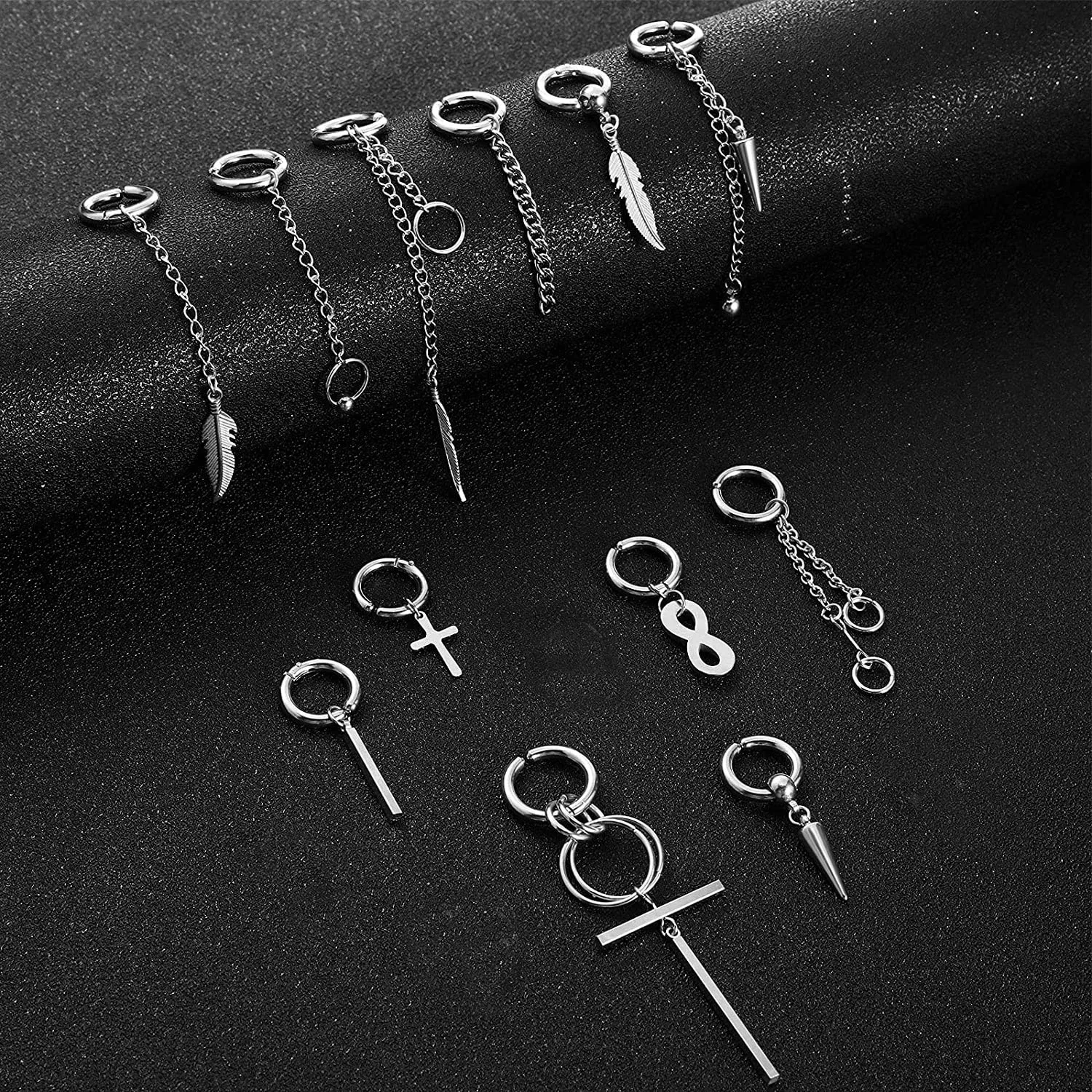 1 Piece Stainless Steel Painless Ear Clip Earrings for Men/Women Punk Non Piercing