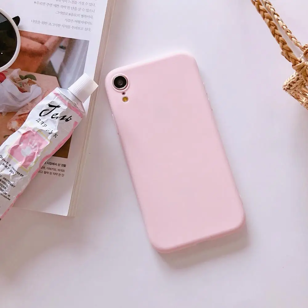Light pink Для iPhone 11 Pro Max XS Max XR X модный ТПУ карамельного цвета мягкий силиконовый чехол для телефона для iPhone 8 7 Plus 6 6S 5 5S SE чехол - Цвет: Light pink