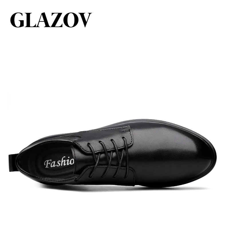 GLAZOV/мужские туфли-оксфорды; модельные туфли из натуральной кожи; Мужская Свадебная обувь; social chaussure homme; официальная обувь из пуха для офиса размера плюс