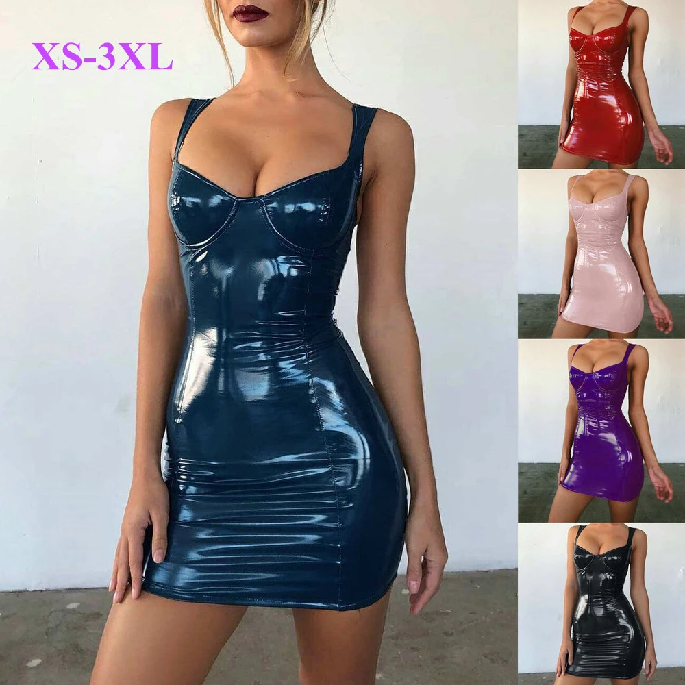 leather look bodycon dress