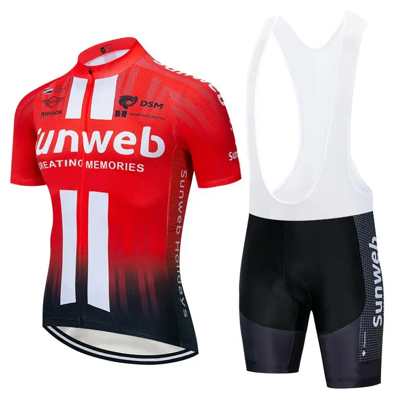 Красный Командная Черная майка для велоспорта SUNWEB, 20D, велосипедные шорты, набор, Ropa Ciclismo, мужская летняя быстросохнущая одежда для велоспорта - Цвет: Красный