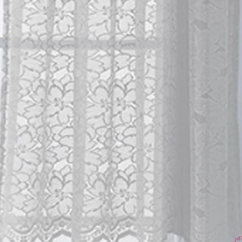 White B-size-3 Романтическая вязаная крючком Цветочная кружевная короткая полупрозрачная оконная занавеска ярусная зубчатая отделка Y5GB - Цвет: White B-size-3