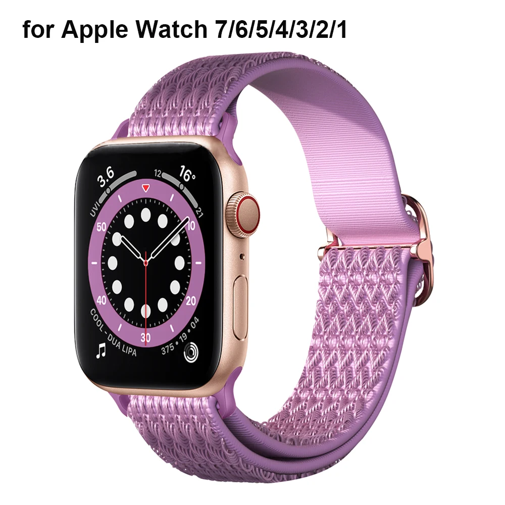 Lavender Stretchy Strap for Apple Watch Band 38mm 40mm 41mm 42mm 44mm 45mm Nylon Elastic Braided Watchband iWatch SE 7/6/5/3 | Электроника