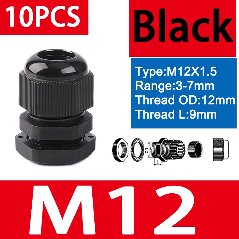 M12-6.5 BK 10Pcs