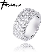 TOPGRILLZ 5 рядов Iced Out полный кубический циркон Bling кольца золото цвет серебра талисман мужская хип хоп ювелирные изделия для подарков