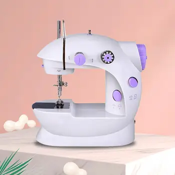 

Mini Electric Handheld Sewing Machine Dual Speed Adjustment with Light Foot AC100-240V Double Threads Pendal Sewing Machine DIY