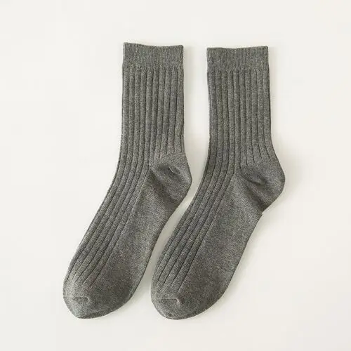 Dark gray K 3 пар/лот = 6 штук осень зима сплошной цвет двойной иглой мужские модные носки повседневные длинные трубки бизнес мужские спортивные носки - Цвет: Dark gray K