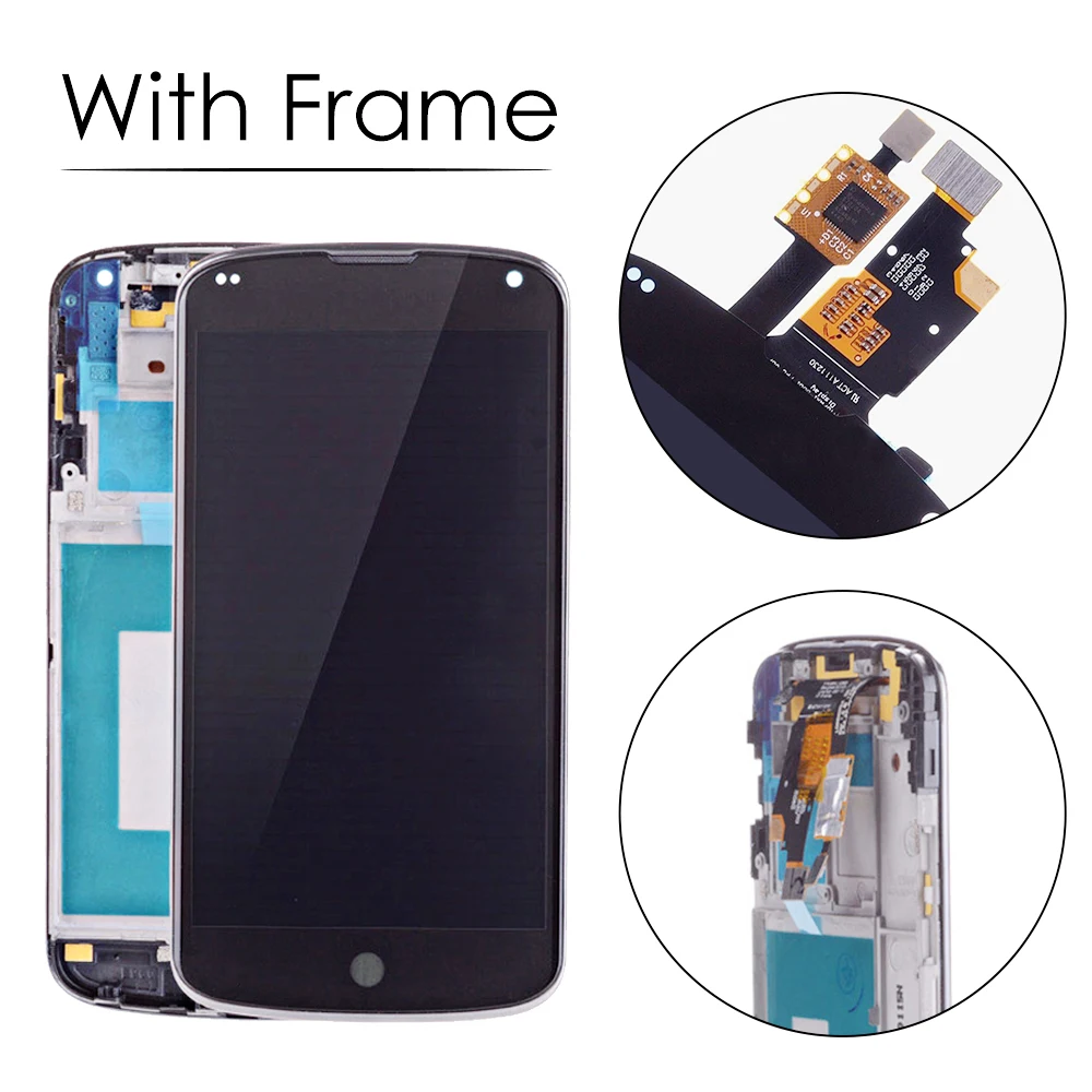 Kopen Origina Beste Kwaliteit Voor LG Optimus Google Nexus 4 E960 Lcd Touch Screen Digitizer Frame Assembly Voor LG E960 lcd scherm