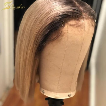 

150 Density Bob Indian Ombre 13×6 Deep Part Lace Front Human Hair Wigs for Black Women Straight Frontal Wig Pre plucked Glueless