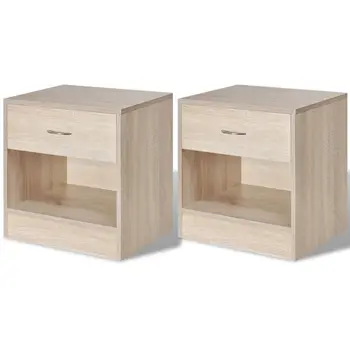 

vidaXL Nightstand 2 pcs with Drawer Oak Colour