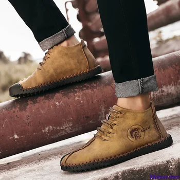 

Classic Men Boots Winter Plush Warm Snow Boots Winter Mens Boots Lace-Up Autumn Basic Men's Driving Boots Outdoor Mens Footwear