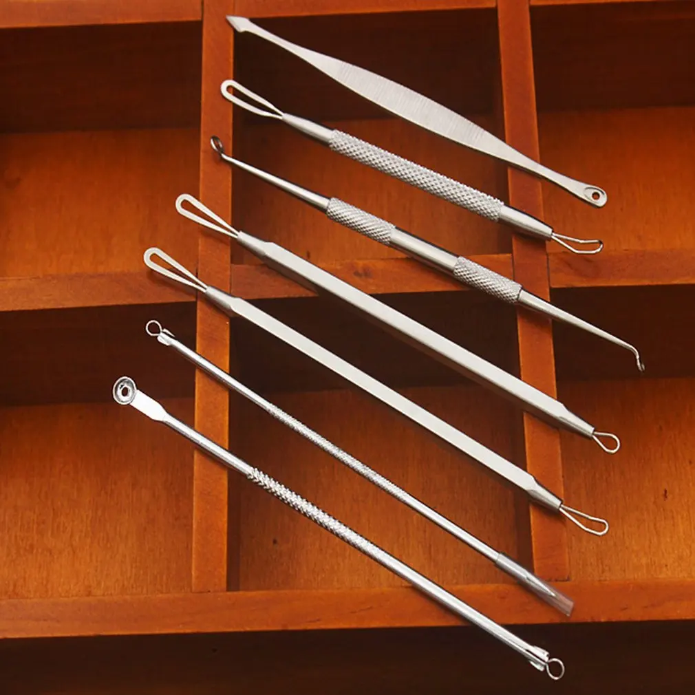 7pcs set Closed acne needle blackhead acne beauty pin squeeze pox inclined elbow to Zhifang tweezers 2