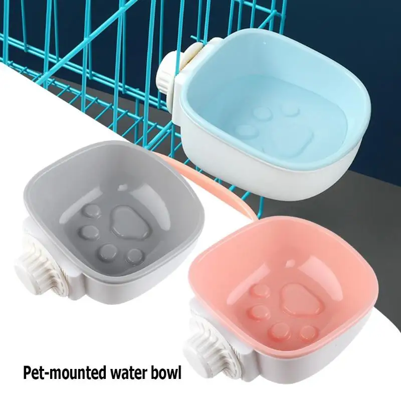 Пластиковая лапка с принтом для домашних животных, подвесная миска для собак, кошек, миски для кормления
