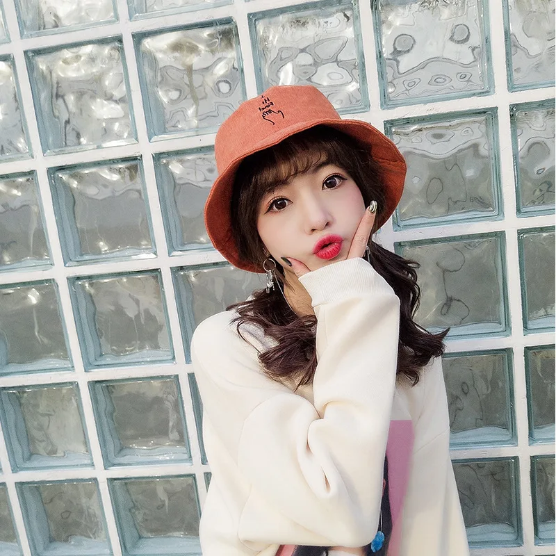 SP& CITY Женская однотонная Милая Панама Harajuku, женская шапка с вышитыми буквами, личная Рыбацкая шляпа, Повседневная Удобная дышащая шляпа
