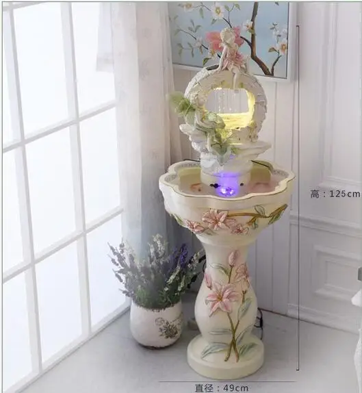 

Living room floor European decoration creative goldfish tank flow aquarium vertical water lily fish basin feng Shui fortune