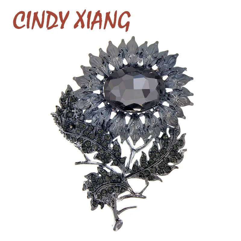 Женская Брошь Подсолнух CINDY XIANG Винтажная брошь в форме подсолнуха с кристаллами 2