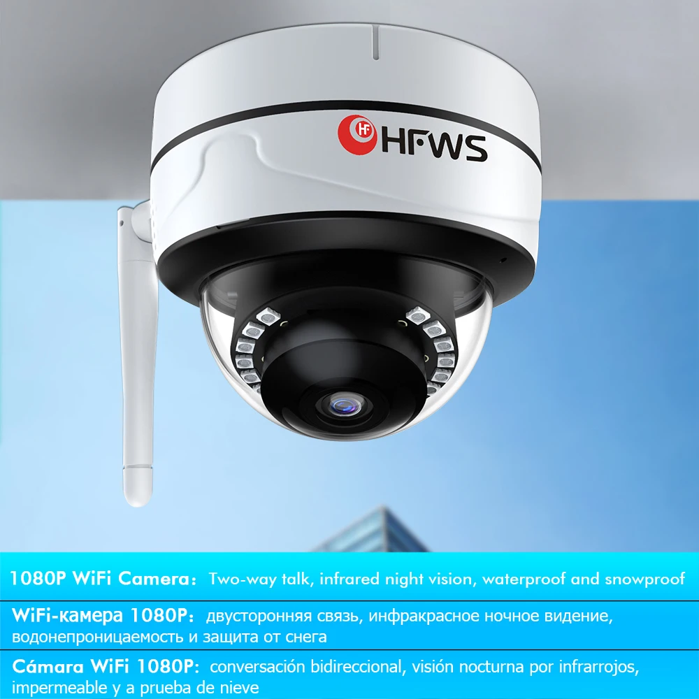 HFWVISION Surveillance Camera ONVIF Waterproof Metal Ip Camera Wifi 2MP Video Cctv camera 1080P Dome Outdoor camera