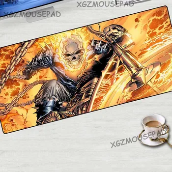 

XGZ Comic Flame Devil Custom Large Game Mouse Pad Black Lock Edge Computer Keyboard Table Mat Speed Natural Rubber Non-slip Xxl