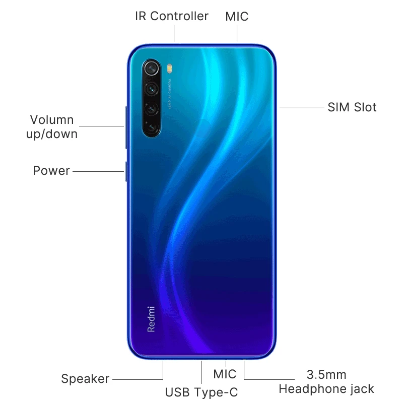 Глобальная версия Смартфон Xiaomi Redmi Note 8 4 /128 ГБ, 48мп, четырехъядерный процессор Snapdragon 665, 4000 мАч, супераккумулятор, 18 Вт, QC3.0, телефон