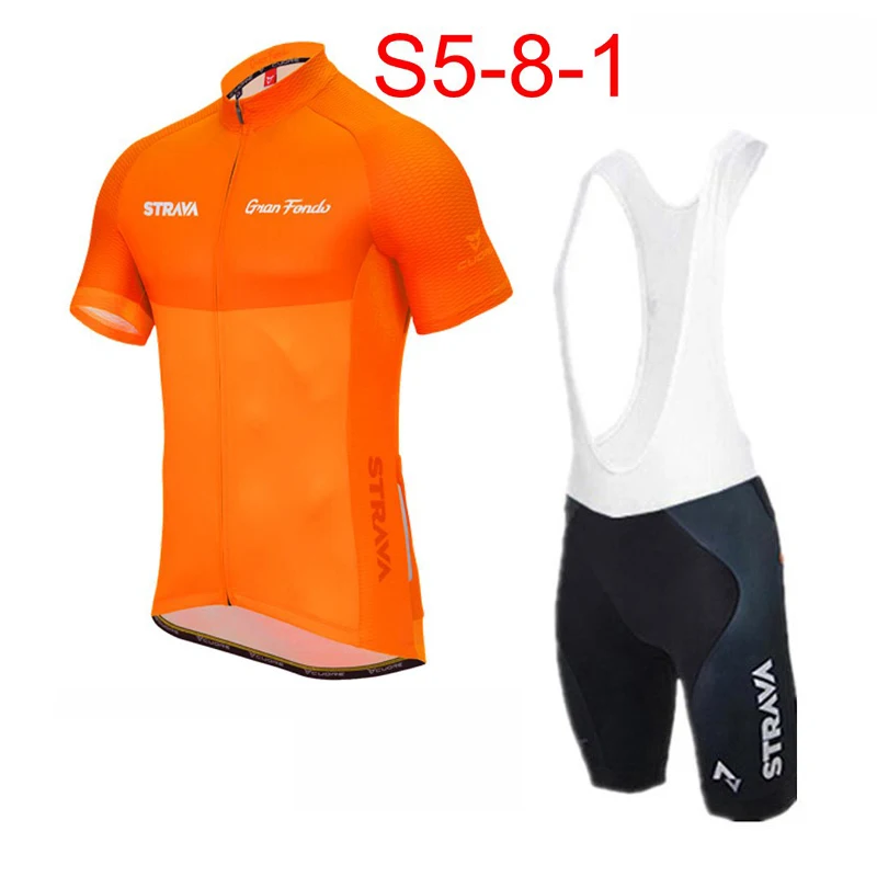 STRAVA Cycling Jersey Tops Summer Racing Cycling Clothing Short Sleeve mtb Bike Bib shorts set Maillot Ciclismo K073105
